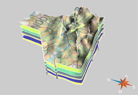 D model of the 6 Chalk Formations under London (coloured yellow, blue ...