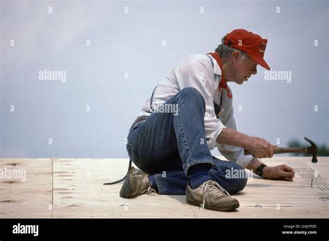 Jimmy Carter, Habitat for Humanity, Atlanta, Georgia in July 1988 Stock ...