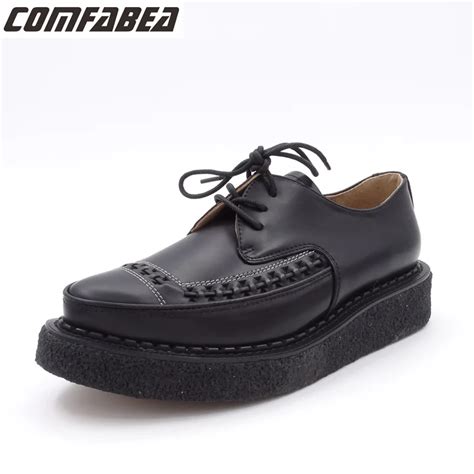 Black Creepers Autumn Oxfords Shoes Real Leather Men HARAJUKU Style ...