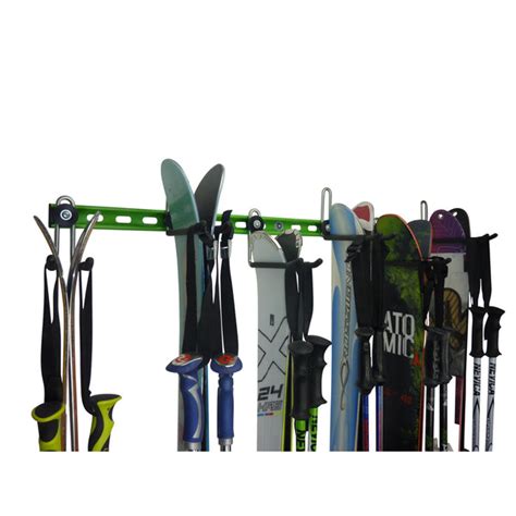 Ski wall mount. Wall Ski Rack. Ski Hanger for up to 6 pairs of skis – GearHooks Ltd