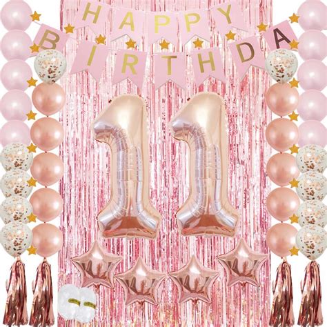 Buy 11th Birthday Decorations for Girls Party Supplies-Confetti Latex ...