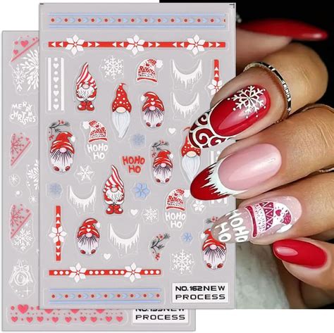 Amazon.com: Christmas Nail Art Stickers Decals 3D Tough Thin Scrub Self ...