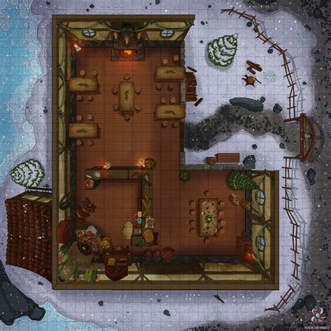 Festive Tavern, Public 35x35 | Patreon | Tabletop rpg maps, Fantasy map ...