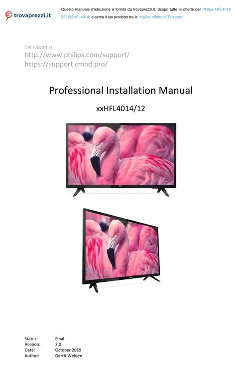 PHILIPS 32HFL4014 PROFESSIONAL INSTALLATION MANUAL Pdf Download ...