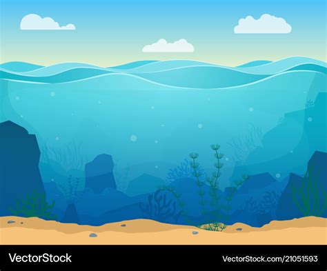 Cartoon sea underwater scene color background Vector Image