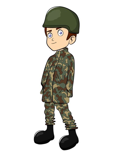 Army Military Boy Cartoon Character Wearing Uniform Helmet 8506210 PNG