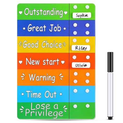 Buy Geyee Colorful Behavior Chart for Multiple Kids Reward Incentive Behavior Chart with 12 ...