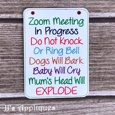 Zoom Meeting for Mum Door Hanger - JJ's Appliqués Machine Embroidery