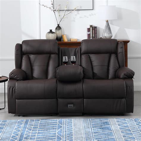 Amazon.com: IBTKIG 72.8" Loveseat Recliner RV Sofa, Manual Recliner Loveseat with Console, Cup ...