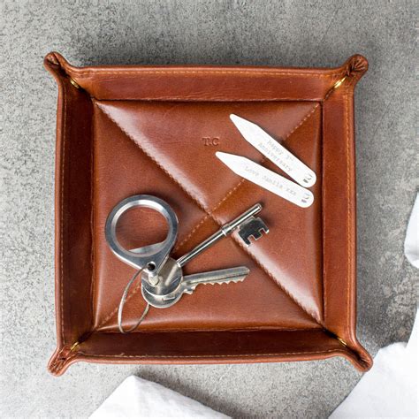 personalised luxury leather pop up travel tray by man gun bear | notonthehighstreet.com