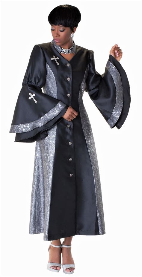 02. Ladies 1-Piece Preaching Robe Dress In Black & SIlver | Clergy women, Womens robes, Ministry ...