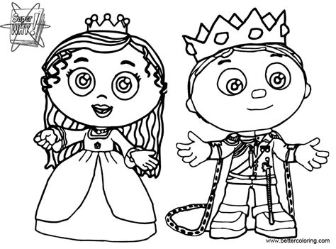 Super Why Coloring Pages Prince Whyatt And Princess Pea - Free Printable Coloring Pages