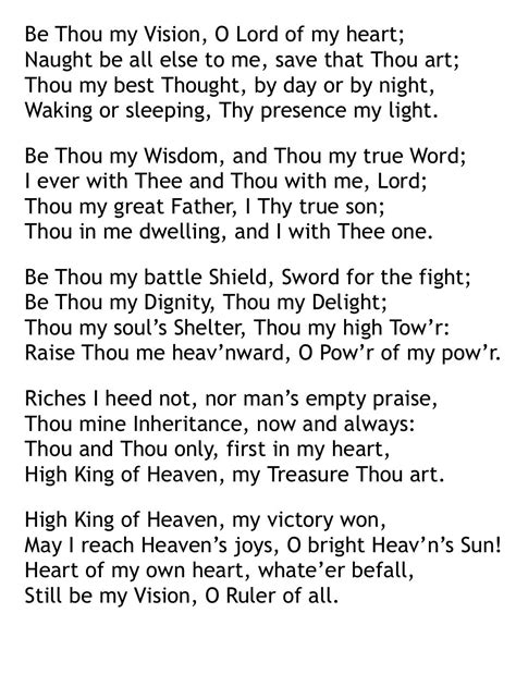 Be Thou My Vision Lyrics | Be thou my vision, Hymns lyrics, Gospel song lyrics
