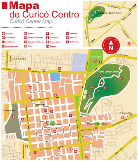 Curico Center Tourist Map - Curico Chile • mappery