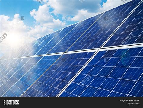 Blue Solar Panels Over Image & Photo (Free Trial) | Bigstock