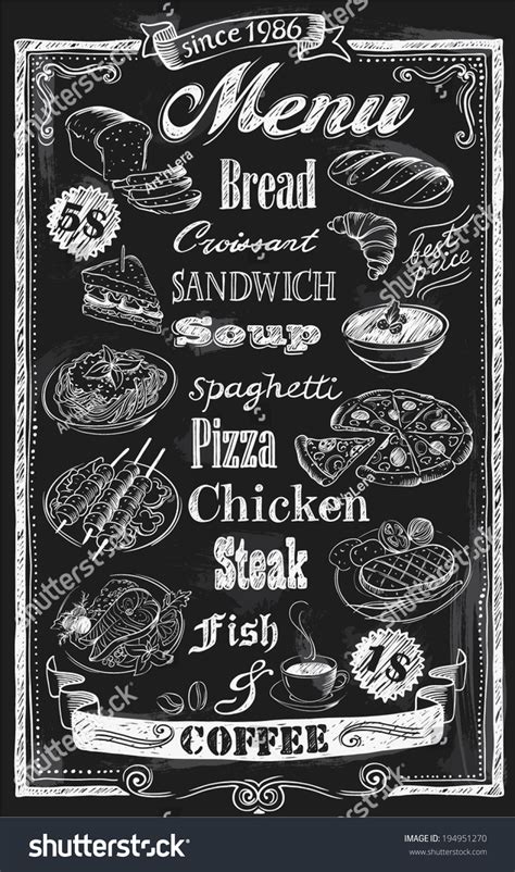 Handdrawn Chalkboard Menu Stock Vector (Royalty Free) 194951270 | Shutterstock