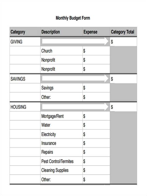 Small Church Budget Template