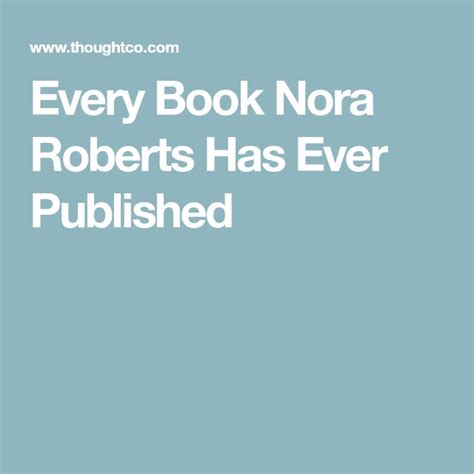 Nora Roberts Books In Order Printable