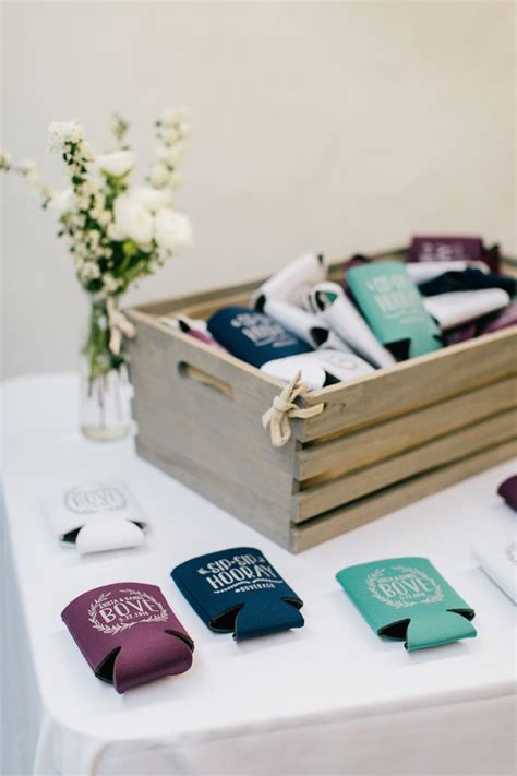 Natural White Grey and Green Wedding | Koozie favor, Koozie wedding ...