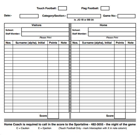 Football Score Sheet - 9+ Download Free Documents in PDF | Sample Templates