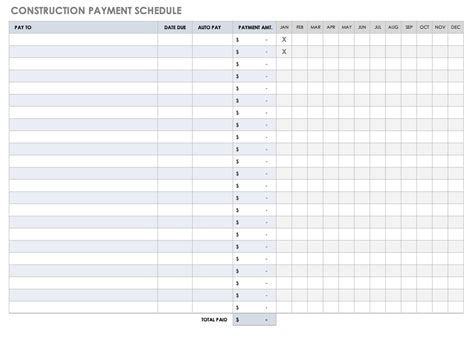 Construction Schedule Of Payments Template