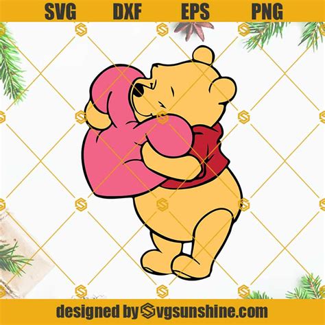 Winnie The Pooh Love Heart SVG, Pooh SVG, Valentines SVG, Bear SVG