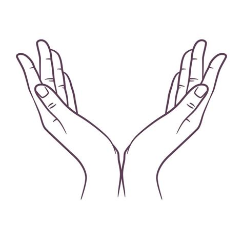 Line art drawing of praying hand. Praying hands | Hand outline, How to ...