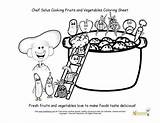 Chef Solus Cooking Fruits And Vegetables Coloring Sheet sketch template
