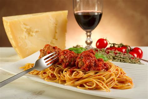 HD wallpaper: spaghetti and meat balls, wine, food, cheese, tomatoes, pasta | Wallpaper Flare