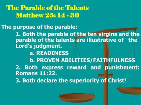 PPT - The Parable of the Talents Matthew 25: 14 - 30 PowerPoint Presentation - ID:5631908