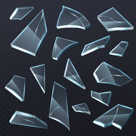 Broken glass shards. Realistic transparent different shapes pieces. 3D By YummyBuum | TheHungryJPEG