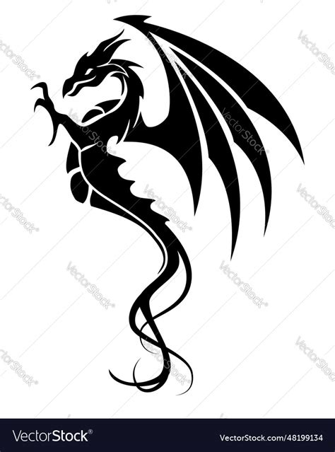 Dragon symbol tattoo black and white Royalty Free Vector