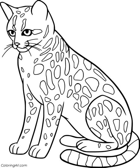 12 free printable Ocelot coloring pages, easy to print from any device and automatically fit any ...