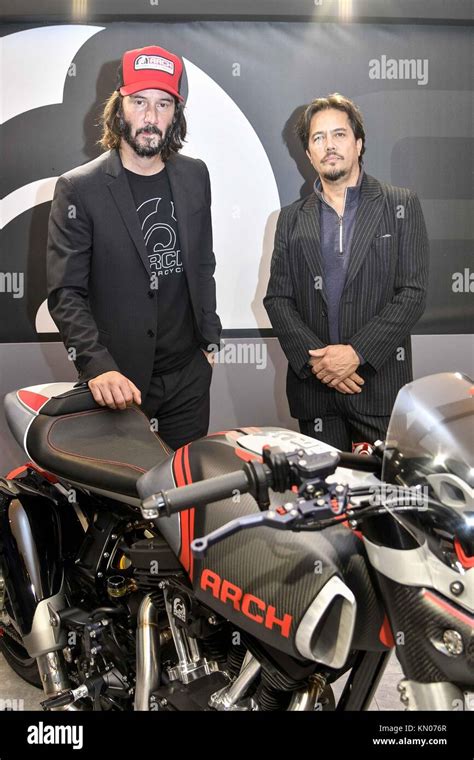 Keanu Reeves presents the Arch Motorcycle during the EICMA 2017 Featuring: Keanu Reeves, Hard ...