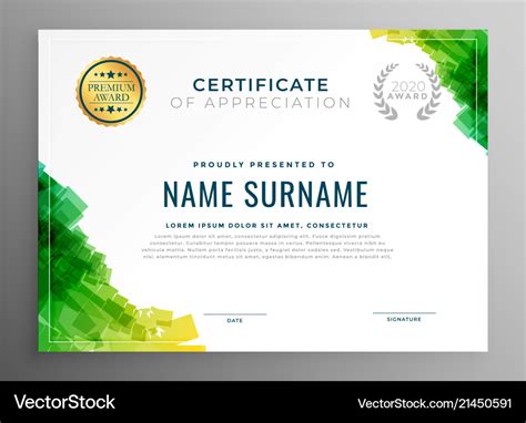 Green Certificate Template Quality Background Vector Stock Vector ...