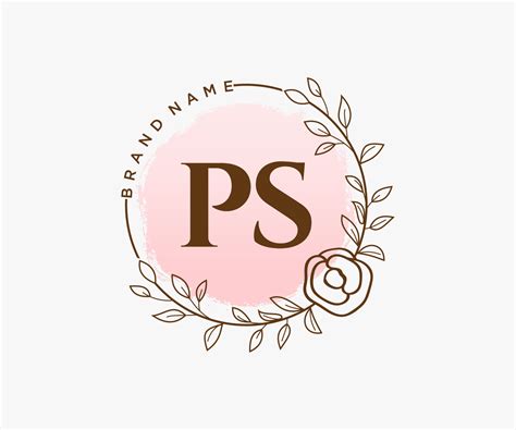 Initial PS feminine logo. Usable for Nature, Salon, Spa, Cosmetic and Beauty Logos. Flat Vector ...