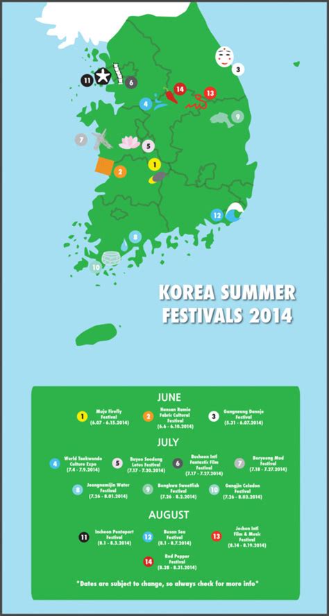 Spring and Summer Festivals in Korea Map Graphic | Learn Korean with Fun & Colorful Infographics ...