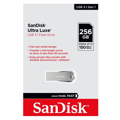 USB 3.1 256GB Flash Drive SanDisk Ultra Luxe Memory Stick Pen PC Mac USB SDCZ74-256G 150Mb/s