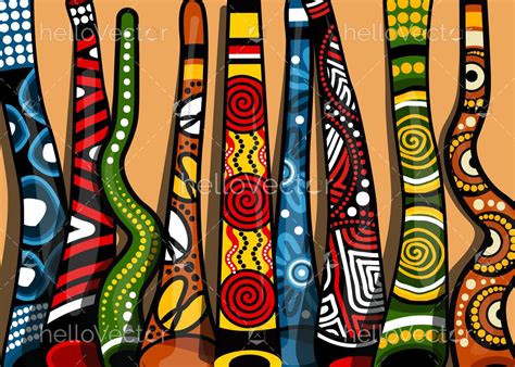 Aboriginal Didgeridoo Art Background - Download Graphics & Vectors