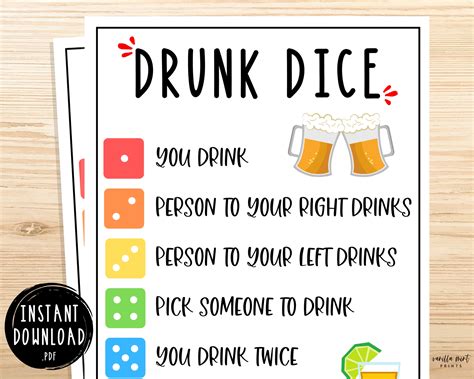 Drunk Dice Drinking Game Fun Party Games for Adults Girls | Etsy