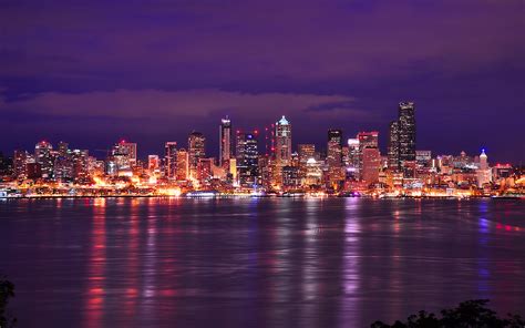 Seattle night skyline 1 wallpaper | 1920x1200 | #21897