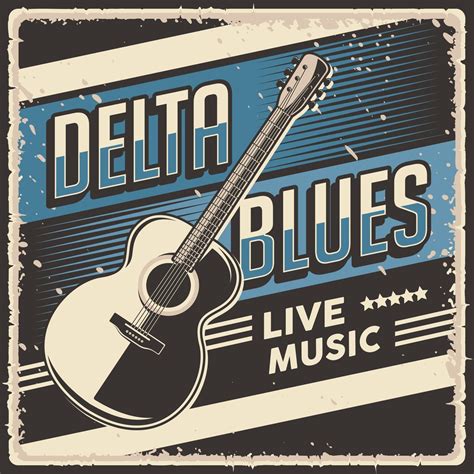 Retro Vintage Delta Blues Live Music Poster Sign 2245431 Vector Art at ...