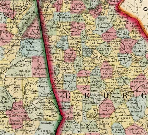 Vintage map of Alabama Georgia map from 1860 giclee print | Etsy