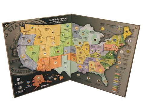 Us States Quarter Map Coins Collection 56 Slots 13"x16.5" America ...