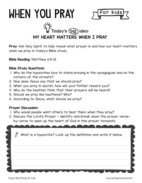 Prayer Bible Study for Kids (Printable) | Wildly Anchored // Faith ...