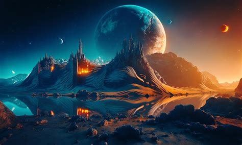 Premium Photo | Concept art of space planets in distant cosmos