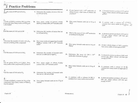 49 Moles Molecules And Grams Worksheet