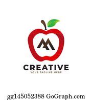 6 Apple Letter M Logo Design Template Vector Clip Art | Royalty Free - GoGraph