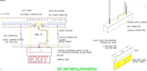 Exit light installation detail drawing is given in this CAD model - Cadbull