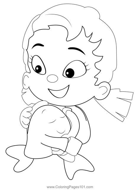 Oona With Little Fish Coloring Page for Kids - Free Bubble Guppies Printable Coloring Pages ...